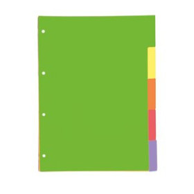 Separadores de cartulina SEPARADORES OXFORD CARTULINA STRONGLINE A4 5 pestañas 4 taladros (colores VIVOS) 12601510  F19914106