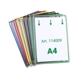 Paneles de información de fundas FUNDA TARIFOLD CON PIVOTES A4 con MARCO SURTIDO PAQUETE de 10 18101091  5642601