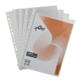 Fundas multitaladro FUNDA MULTITALADRO OLEF PP  90µ CRISTAL LISO A4 16 TAL.RFZO. PAQUETE de 100 18802112  47550