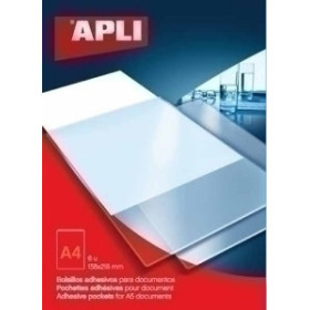 Fundas adhesivas FUNDA ADHESIVA APLI A4 BOLSILLO PAQUETE de 6 18901656  61 CA25-4