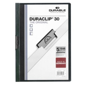 Dosieres clip DOSIER CLIP DURACLIP PVC A4 2200 pinza METAL 30h VERDE OSCURO 17401009  D11047