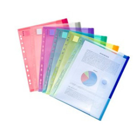 Dosieres sobre y bolsas cremallera DOSIER SOBRE TARIFOLD PP VELCRO A4+ MULTITALADRO COLORES SURTIDOS PACK de 12 19801699  91104