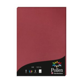 Papel verjurado y alta gama PAPEL CLAIREFONTAINE POLLEN A4 120g 50h BURDEOS 25202011  1658-35