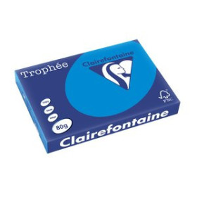 Papel multifunción color PAPEL de COLOR A3 CLAIREFONTAINE TROPHEE 80g 500h VIVO AZUL TURQUESA 25208857  00036430