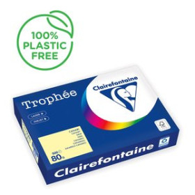 Papel multifunción color PAPEL de COLOR A4 CLAIREFONTAINE TROPHEE 80g 500h PASTEL AMARILLO CANARIO 25208860  00036451