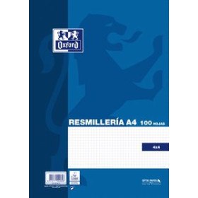 Papel cuadriculado y rayado PAPEL OXFORD SCHOOL A4 100h 90gr CUADRIC.4x4 AZUL 18801557  16724