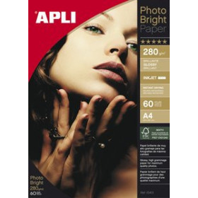 Papel inkjet PAPEL INKJET APLI FOTO A4 280g  60h BRIGHT PRO 18804113  11625