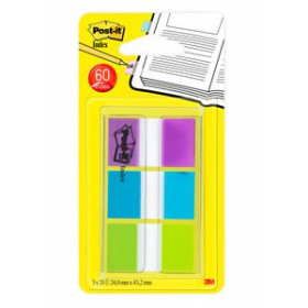 Banderitas índex BANDERITAS ADHESIVAS POST-IT 680 (1") PACK de 3 (AZUL-VERDE-VIOLETA) 12901931  1113