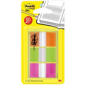 Banderitas índex BANDERITAS ADHESIVAS POST-IT 680 (1") PACK de 3 (VERDE-NARANJA-ROSA) 12901451  627473