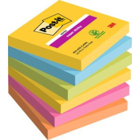 Notas adhesivas reposicionables TACO NOTAS POST-IT 654 SUPER STICKY 76x76 COLORES RIO DE JANEIRO PACK de 6 30001311  26238