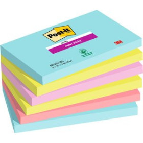 Notas adhesivas reposicionables TACO NOTAS POST-IT 655 SUPER STICKY 76x127 COLORES COSMIC PACK DE 6 25201383  1200110