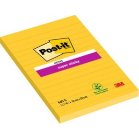 Notas adhesivas reposicionables TACO NOTAS POST-IT 660 SUPER STICKY 101x152 AMARILLO CANARIO CON LINEAS 45006610  TAPO H500