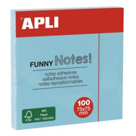 Notas adhesivas reposicionables NOTAS ADHESIVAS APLI 75x75 100h PASTEL AZUL 19801657  898810