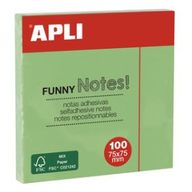 Notas adhesivas reposicionables NOTAS ADHESIVAS APLI 75x75 100h PASTEL VERDE 24405228  82711