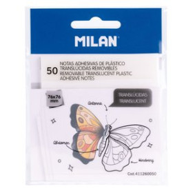 Notas adhesivas reposicionables NOTAS ADHESIVAS MILAN TRASLUCIDAS 50h 76x76 TRANSPARENTES 44001109  B12U0000RS