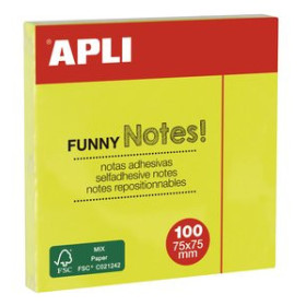 Notas adhesivas reposicionables TACO NOTAS APLI 76X76 AMARILLO NEON 45005081  SRP-350VK