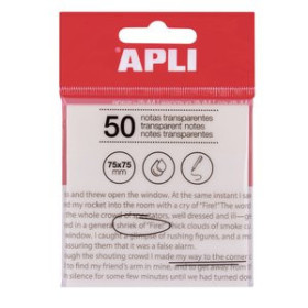 Notas adhesivas reposicionables NOTAS ADHESIVAS APLI TRASLUCIDAS 50h 75x75 TRANSPARENTE 20401225  10512