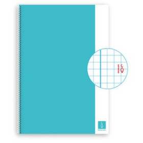 Blocs espiral tapa dura BLOC ESCOLOFI BASIC tapa DURA A4 80h CUADRIC.4x4 80g CON MARGEN CELESTE 25001300  74-7475