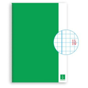 Blocs espiral tapa dura BLOC ESCOLOFI BASIC tapa DURA A4 80h CUADRIC.4x4 80g CON MARGEN VERDE 25001275  74-7453