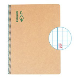 Blocs espiral tapa dura BLOC ESCOLOFI GREEN tapa DURA A4 50h CUADRIC.5x5 80g RECICLADO CON MARGEN VERDE 25001520  64010
