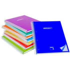 Blocs espiral tapa forrada BLOC PACSA UNIVERSITY micro.tapa EXTRA A4 80h CUADRIC.5x5 90g SURTIDO (8 col.) 25901821  32160