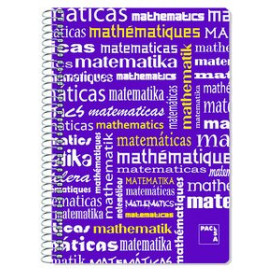 Blocs espiral tapa PP BLOC PACSA ASIGNATURAS tapa PP Fº 80h CUADRIC.4x4 90g MATEMATICAS 25901599  PUR004