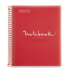 Blocs espiral tapa PP BLOC MIQUELRIUS EMOTIONS NOTEBOOK 5 micro.tapa PP A5 120h 90g CUADRIC.5x5 ROJO 15501157  5067 NE
