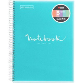 Blocs espiral tapa PP BLOC MIQUELRIUS EMOTIONS NOTEBOOK 5 micro.tapa PP A5 120h 90g HORIZONTAL AZUL CIELO 15501052  276E