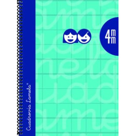 Blocs espiral tapa forrada LAMELA BLOC tapa FORRADA 4º 80h CUADROVIA 4 mm TURQUESA 12802507  8773-6