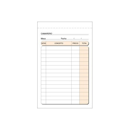 Talonarios castellano TALONARIO CAMAREROS BOLSILLO DUPLI LOAN 12801102  110-F