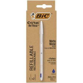 Bolígrafos BOLIGRAFO BIC CRISTAL RE´NEW METAL AZUL + 2 RECAMBIOS 20901730  131083704
