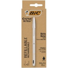 Bolígrafos BOLIGRAFO BIC CRISTAL RE´NEW METAL NEGRO + 2 RECAMBIOS 20901732  131083706