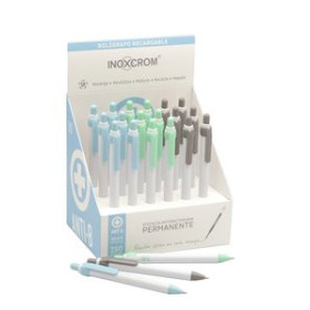 Bolígrafos retráctiles BOLIGRAFO INOXCROM ROCKER ANTIBACTERIANO EXPOSITOR DE 18 20902027  132088703