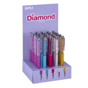 Bolígrafos retráctiles BOLIGRAFO APLI DIAMOND COLLECTION COLORES SURTIDOS TINTA AZUL EXPOSITOR de 25 20902030  132088706