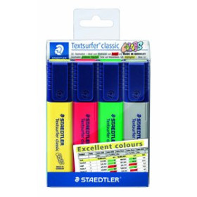Marcadores flúor (tinta y gel) MARCADOR FLUOR STAEDTLER 364 TEXTSURFER CLASSIC ESTUCHE de 4 (Amarillo