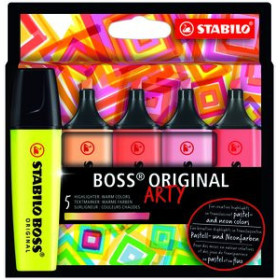 Marcadores flúor (tinta y gel) MARCADOR FLUOR STABILO BOSS 70  ARTY LINE COLORES CALIDOS ESTUCHE DE 5 20902154  20346