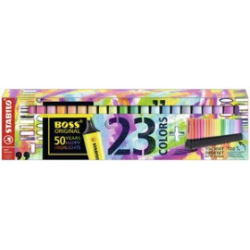 Marcadores flúor (tinta y gel) MARCADOR FLUOR STABILO BOSS 70  FLUO/PASTEL SET MESA de 23 (9 fluor + 14 pastel) 20902114  20336