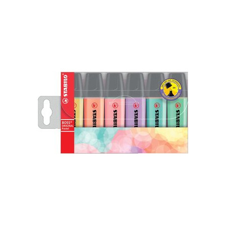 Marcadores flúor (tinta y gel) MARCADOR FLUOR STABILO BOSS 70  PASTEL ESTUCHE de 6 20902044  20072