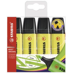 Marcadores flúor (tinta y gel) MARCADOR FLUOR STABILO BOSS 70 AMARILLO ESTUCHE de 4 20901699  20047