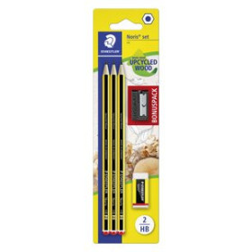 Lápices de grafito LAPIZ de GRAFITO STAEDTLER 120 NORIS Nº2 - HB BLISTER de 3 + GOMA (Regalo afilalapiz) 25201676  907030