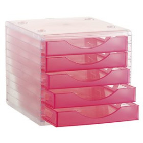Módulos MODULO 5 CAJONES ARCHIVOTEC TRASLUCIDO CRISTAL/FUCSIA 10903165  01017024