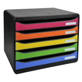 Módulos MODULO EXACOMPTA BIG-BOX PLUS APAISADO 5 CAJONES COLORES NEGRO/ARLEQUIN 10903060  01040009