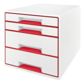 Módulos MODULO 4 CAJONES LEITZ WOW CUBE (2 GRANDES + 2 PEQUEÑOS) ROJO METALIZADO/BLANCO 10902789  211932C