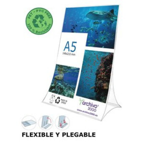 Expositores sobremesa EXPOSITOR SOBREMESA A.2000 EN FORMA DE L A5 VERTICAL FLEXIBLE Y PLEGABLE CRISTAL 25401370  110032900
