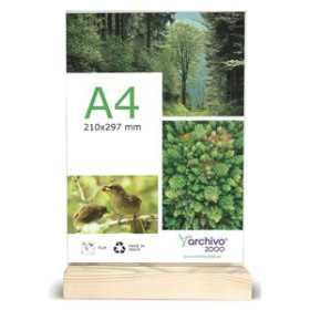 Expositores sobremesa EXPOSITOR SOBREMESA EN FORMA DE T CON BASE DE MADERA A4 VERTICAL CRISTAL/MADERA 25401335  110033400