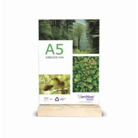 Expositores sobremesa EXPOSITOR SOBREMESA EN FORMA DE T CON BASE DE MADERA A5 VERTICAL CRISTAL/MADERA 25401331  110032700