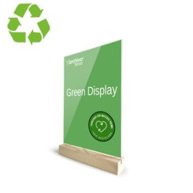 Expositores sobremesa EXPOSITOR SOBREMESA EN FORMA DE T CON BASE DE MADERA A6 VERTICAL CRISTAL/MADERA 25401333  110033800