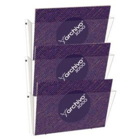 Expositores murales PORTADOCUMENTOS MURAL A4 HORIZONTAL 3 COMPARTIMENTOS CRISTAL 40301198  0558CGESTUCHE/100