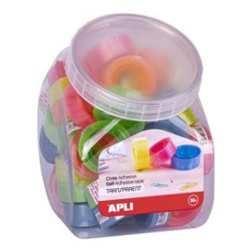 Cintas adhesivas CINTA ADHESIVA APLI TRANSPARENTE rollo 20x19 FLUOR SURTIDO EXPOSITOR de 50 12301199  80329