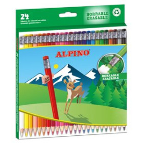 Lápices de colores LAPICES de COLORES ALPINO BORRABLE estuche de 24 con GOMA 24302431  559541